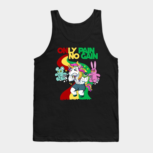 Pain & Gain: The Intense Squat Gym of the Unicorn's Forge Tank Top by Holymayo Tee